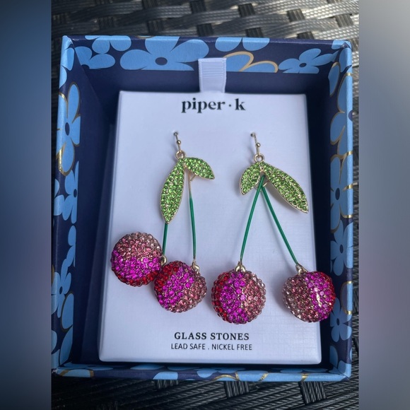 Piper K Cherry Dangle Earrings,Cherry Earrings,Piper K Earrings. - Picture 12 of 13
